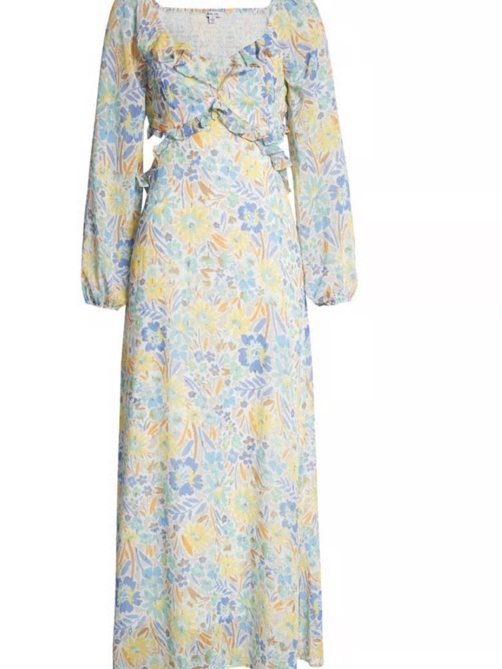 Nordstrom Pastel Floral Maxi Dress - Light Blue & Yellow